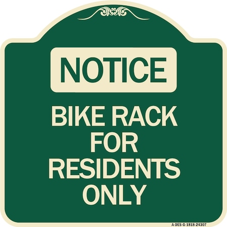 Signmission Bike Rack for Residents Only Heavy-Gauge Aluminum Architectural Sign, 18" x 18", G-1818-24307 A-DES-G-1818-24307